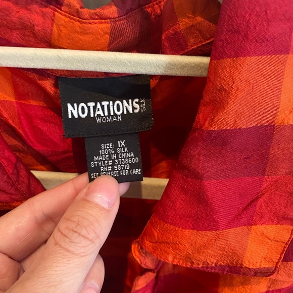 Oversized orange and red gingham button up - Picture 4 of 5